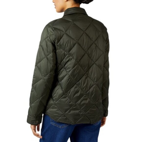 32 Degrees women's dark green puffer lightweight packable shirt jacket size L - Picture 3 of 8